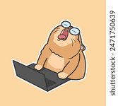 Hardworking Cat Meme Vector Cute Illustration