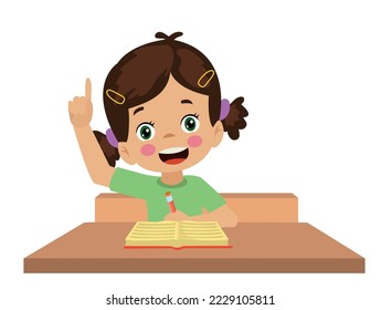 Hardworking Cute Boy Raising Finger Class