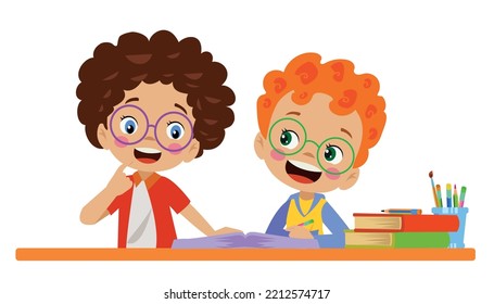 hart arbeitende süße Schüler lernen Bücher arbeiten