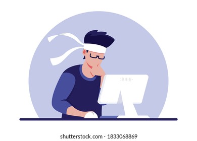 Hardworking flat illustration in modern style.