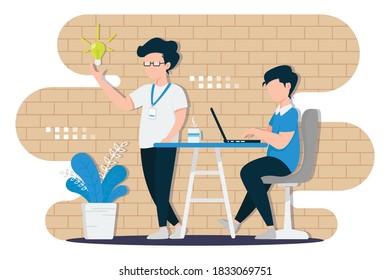Hardworking flach Illustration im modernen Stil.