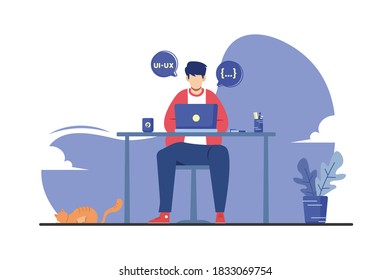 Hardworking flat illustration in modern style.