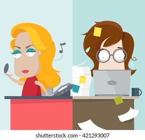 Hardworking and lazy office workers