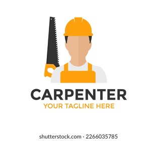 Hard-working professional Carpenter logo design. Person Profile, Avatar Symbol, Male people icon. Male professional carpenter worker vector design and illustration.

