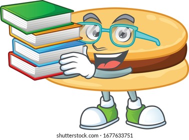 A hard-working student in brown alfajor cartoon design with book