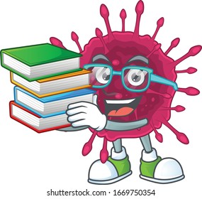 A hard-working student in COVID19 cartoon design with book