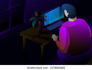 Hardworking vector illustration, flat character design and background