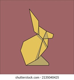 Hare animals origami flat design. illustration set. Cartoon of folding paper collection. Vector illustration.