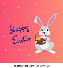 Hare with a basket of eggs for Easter