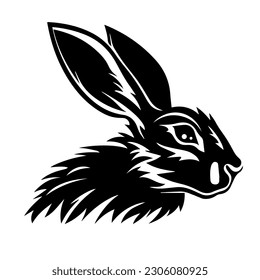 hare black icon on a white background. flat vector illustration