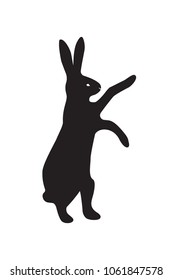 Hare. Black silhouette, isolated. Vector template for laser cutting