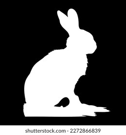 Hare black silhouette on white background. Vector Icon of bunny or rabbit shadow, element for postcard, wildlife, zoo image. Rabbit animal in nature monochrome sticker or decal of wildlife hare shade