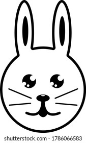 
Hare schwarz-weißes Symbol. Cartoon-süßes Kaninchen