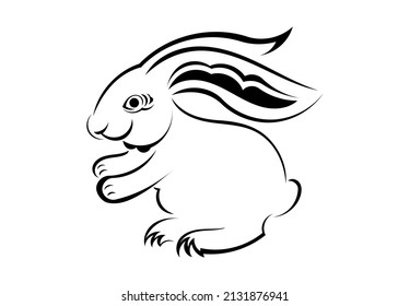 A hare. Can be used as a sketch of a tattoo.