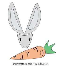 hare with carrot abstract on a white background