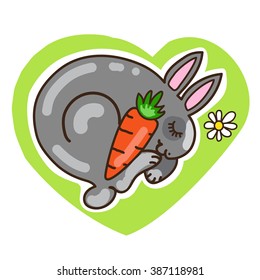 Hare with carrot in heart shape