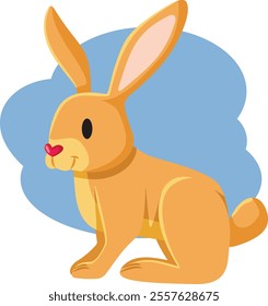 
Diseño de mascota de Ilustración vectorial de animales de dibujos animados de liebre
Conejito marrón aislado en diseño de icono de fondo blanco 
