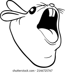 Hare, cartoon, hand draw. Black vector illustration art