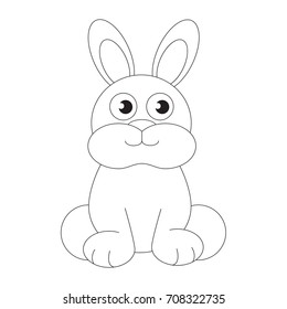 Hare cartoon. Outlined illustration with thin line black stroke
