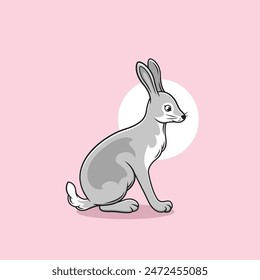 Hare clipart. Flat vector illustration.