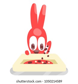 The hare does pizza. The image is isolated. Vector