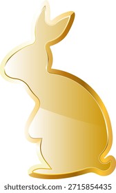 Ícone de ouro de lebre orelhas. Isolado no plano de fundo transparente.