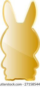 Ícone de ouro de lebre orelhas. Isolado no plano de fundo transparente.