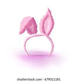 Hare ears on the rim. Vector illustration. Masquerade or carnival costume headdress