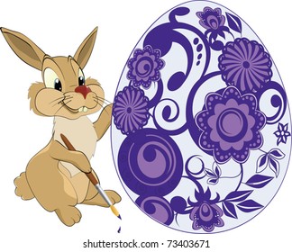 Hare and an Easter egg.Cartoon