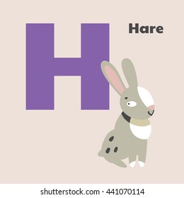 Hare editable alphabet vector card