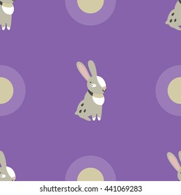 Hare editable vector seamless pattern