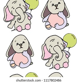 hare and elephant toys vector illustration