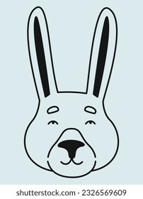 La cara de la liebre al estilo de doodle. Un animal salvaje.