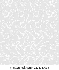 Hare face Pattern seamless . rabbit muzzle Background. Baby fabric ornament