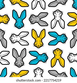 Hare face Pattern seamless . rabbit muzzle Background. Baby fabric ornament