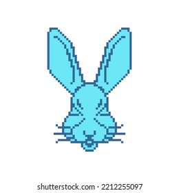Hare face Pixel art. 8 bitrabbit muzzle pixelated