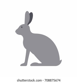 Hare in flat style on white background