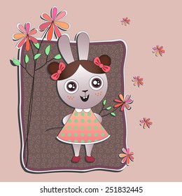 Hare With Flower. EPS10 vector file organized in layers for easy editing.