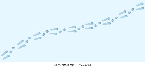 Hare footprints concept. Cute rabbit footprints. Isolated illustration on a colored background. Vector illustration.