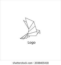 Hare geometrical sign,bird abstract polygonal vector logo template. Easter Bunny. Origami orange color low poly wild animals icon.