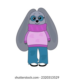 hare with glasses, hippie clothes
