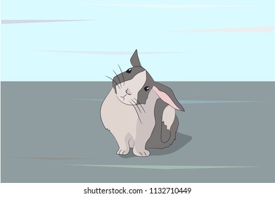 hare gray vector, outdoor, snow