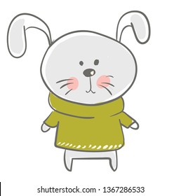 Hare in green sweater vector h