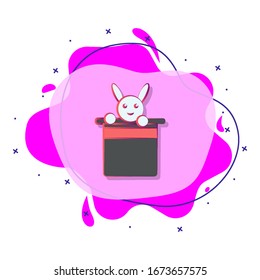 Hare in hat colored liquid bacdge icon. Simple color vector of circus icons for ui and ux, website or mobile application