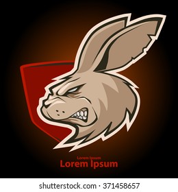 hare head for logo, american football symbol, simple illustration, sport team emblem, design element and label, security idea, mascot