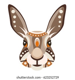 Hare Head Logo. Rabbit Vector decorative Emblem.