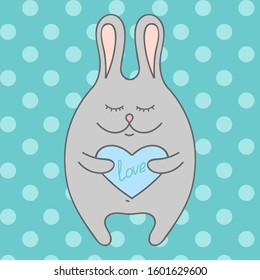 Hare with a heart. Valentine's Day. Vector illustration