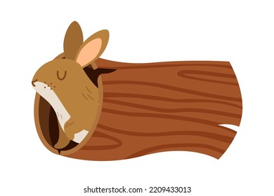 Hare in the hollow. Vector illustration