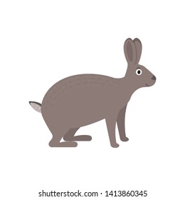 Hare icon in flat style, african animal vector illustration