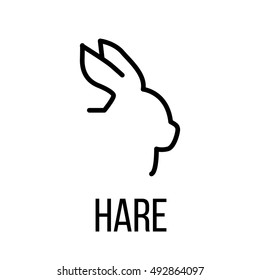 Hare icon or logo in modern line style. High quality black outline pictogram for web site design and mobile apps. Vector illustration on a white background. 